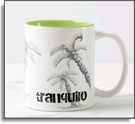 Island Life - Tranquilo - Palm Tree - Island Art by Yotigo Mug